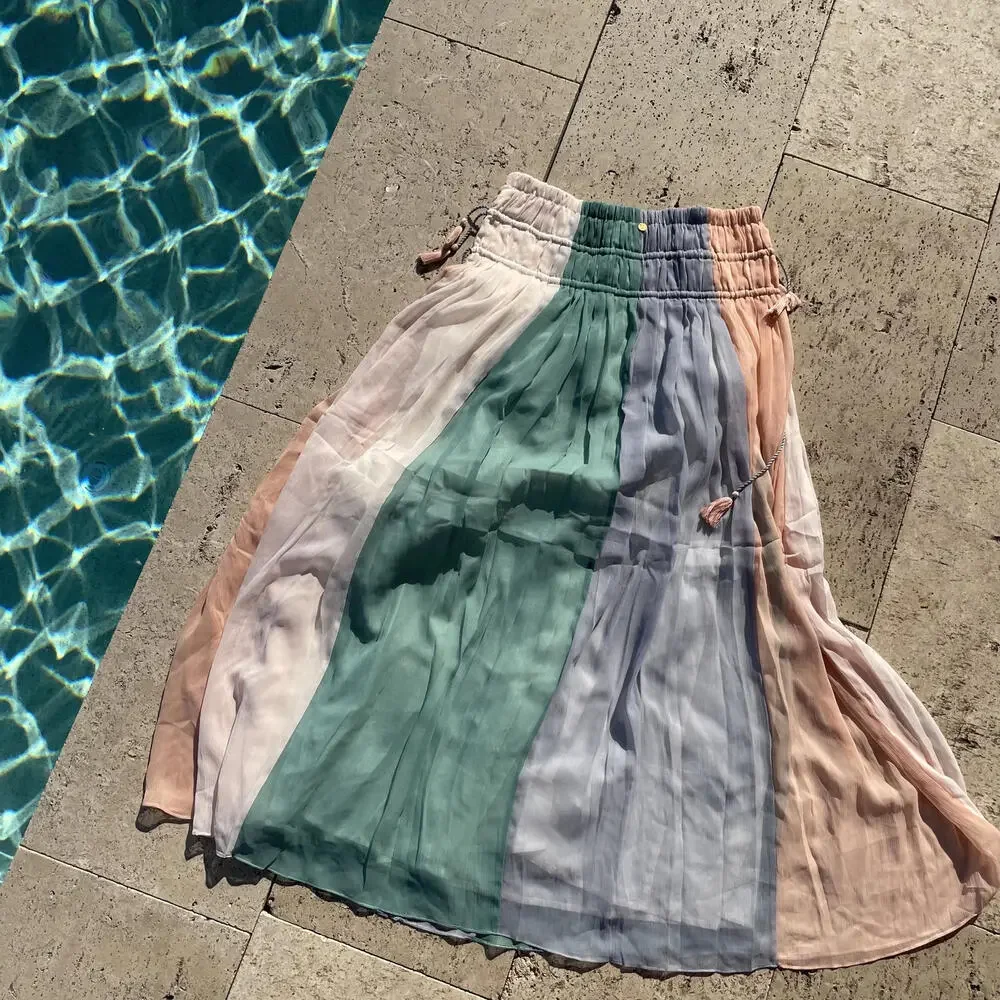 Antik Batik Cleo Multi-Color Vacation Maxi Skirt New